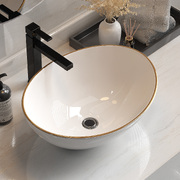 Bathroom Basin Ceramic Vanity Sink Hand Wash Bowl Gold Line 41x34cm