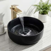 Matte Black Round Ceramic Bathroom Vanity Basin Vessel Sink For Countertop