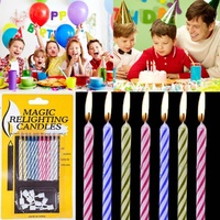 10 pcs Magic Relighting Colourful Candles Birthday Party Fun Trick Cake for Kids