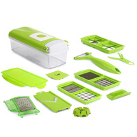 12-in-1 Green Kitchen Vegetable Slicer & Dicer Smart Food Chopper Cutter Peeler