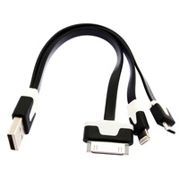 20CM Length 3 in 1 USB Sync Data Charger For iPhone & Samsung Black