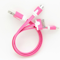 20CM Length 3 in 1 USB Sync Data Charger For iPhone & Samsung Pink