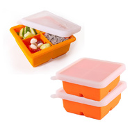Set of 2 Ice Tray 4 x Large Cube Moulds (White Blue Green Orange)