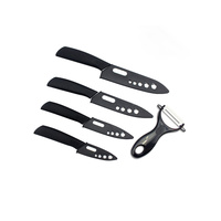 5 Piece Super Sharp Ceramic Knife Set & Vegetable Peeler Black