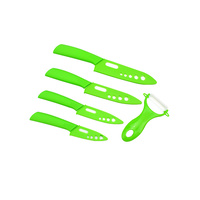 5 Piece Super Sharp Ceramic Knife Set & Vegetable Peeler green