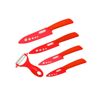 5 Piece Super Sharp Ceramic Knife Set & Vegetable Peeler red