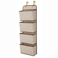 4 Pocket Hanging Wall Smart Home Storage Organizer Beige