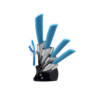 5 Piece Sharp-Chef Ceramic Knife Set with Vegetable Peeler Blue