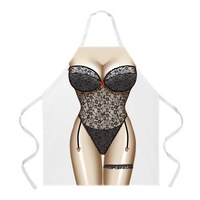 Cartoon Comic Kitchen Cooking Apron (Black Lingerie)