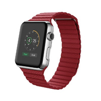 Apple Watch Band Leather Adjustable Magnetic High-fiber Bracelet Strap 42mm Red