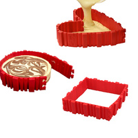 Non-Stick Flexible Silicone Bottomless Baking Cake Tin Tray Bake Snakes x 4 Red