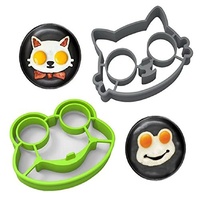 Non Stick Silicone Fried Egg Molds (Cat & Frog) Grey/Green