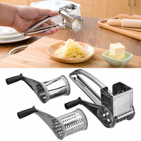 Stainless Steel Kitchen Craft Rotary Cheese Grater 3 Drums Slicer Shred Tool
