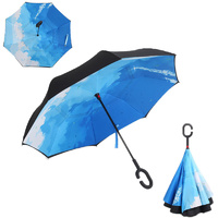 Double Layer Windproof UV Protection Reverse folding Umbrellas Cloud