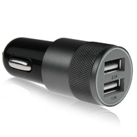 12v 2.1A 1.0A Aluminium 2-port USB Universal Car Charger Normal Usb phone Black