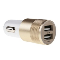 12v 2.1A 1.0A Aluminium 2-port USB Universal Car Charger Normal Usb phone God
