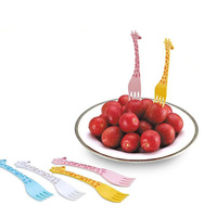 12pc Set of Tall Giraffe Dessert Fruit & Cake Fork Picks 100% BPA Free Plastic
