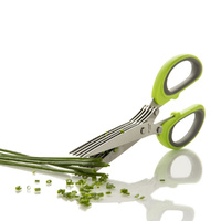 Kitchen Herb Chopping Scissors Green/ Blue Stainless Steel / BPA Free Plastic