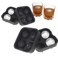 2 x Ice Spheres - Ice Balls Tray Black 100% BPA Free Silicone