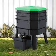Compost Bin 4-Tray Stackable Worm Farm Composter with Liquid Fertiliser Tap