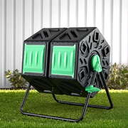 Compost Bin Dual-Chamber 130L Composter Tumbler Rotating Garden Recycle Food Waste