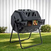 Compost Bin Dual-Chamber 160L Composter Tumbler Rotating Garden Recycle Food Waste