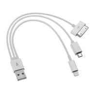 3 in 1 Charging Cable - 30pin Micro USB & 8 pin Lightning Charger White