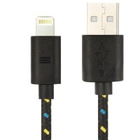 Nylon Braided Tough Cable Charger for iPhone 6 6 Plus, 5 & 5S & 5C (1m) Black