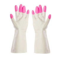 Pink Kitchen Chores Clean Waterproof Rubber Gloves