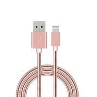 1m Flexible Metal Lightning USB Charger Apple iPhone 5 6 6s iPad iPad Mini Black