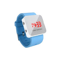 SOFTech - LED Mirror Silicone Watch Light Blue