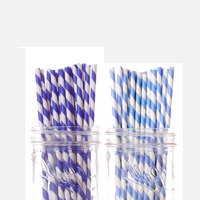 50 x  Straws Blue Themed Stripes Pack