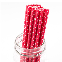 25 x Paper Straws - Red with White Stripes