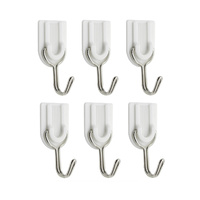 6X Bathroom Door Self-Adhesive Hooks Towel Bag Wall Holder Hanger Hanging White