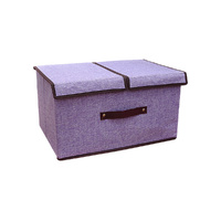 Set of 2 Foldable Fabric Collapsible Storage Cube Organziers with Lids Purple