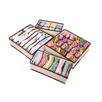 Set of 4 Foldable Storage Organizer Drawer Dividers Beige 