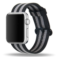 Apple Watch Strap Replacement Handmade 42mm Black Gray Woven Nylon Band