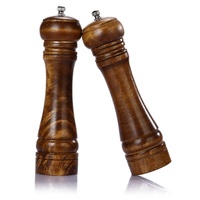 Natural Oak Wood Pepper Mill Adjustable Salt And Pepper Grinder Pack of 2
