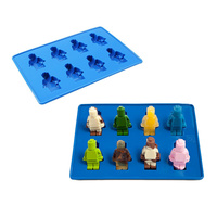Lego Brick Minifigure Robot Man Ice Cube Baking Chocolate Mould Tray Blue