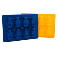 Retro Lego Robot Men Ice Cube Mould Trays Blue/Yellow 100% BPA Free Silicone