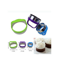 Set of 3 Stainless Steel Cookie Cutter Set with handle (Round) Random Colours 