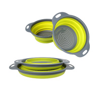 Set of 2 Pieces Collapsible Silicone Colander One 8 Inch and One 9.5 Inch(Green)