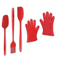 4pc Silicone Baking Set with Spatula Brush & Gloves Random Colour