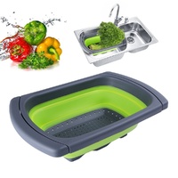 Collapsible Folding Silicone Kitchen Sink Food Strainer Green