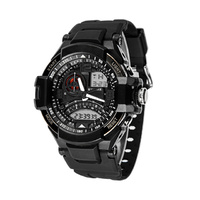 Unisex Dual Movements 5ATM Water-proof Sports Alarm Chronograph Watch (Black)