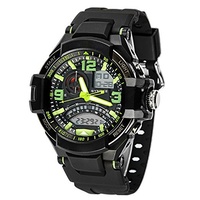 Unisex Dual Movements 5ATM Water-proof Sports Alarm Chronograph Watch (Green)