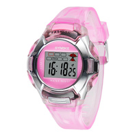 Kids Girl Student Digital Crystal Alarm Sports Waterproof Luminous Watch (Pink)
