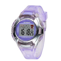 Kids Girl Digital Crystal Alarm Sports Waterproof Luminous Watch (Purple)
