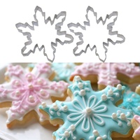  2 Stainless Steel Snow Flake Cookie Cutter Cake Baking Biscuit Pastry Mould