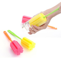 Set of 2 Sponge Wine Glass n' Bottle Brush Random Colour 